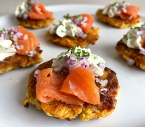 Rösti med smøreost og laks (glutenfri og æggefri)