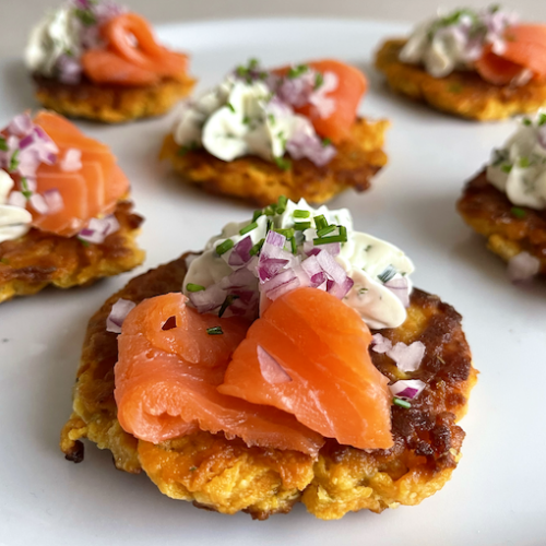 Rösti med smøreost og laks (glutenfri og æggefri)